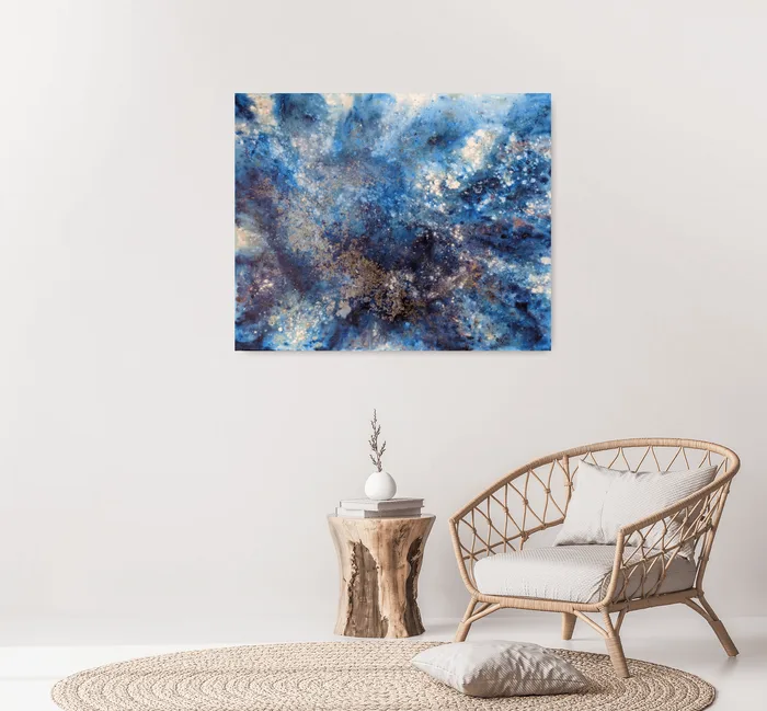 Somewhere in space - modern mixed media painting, 100x80cm