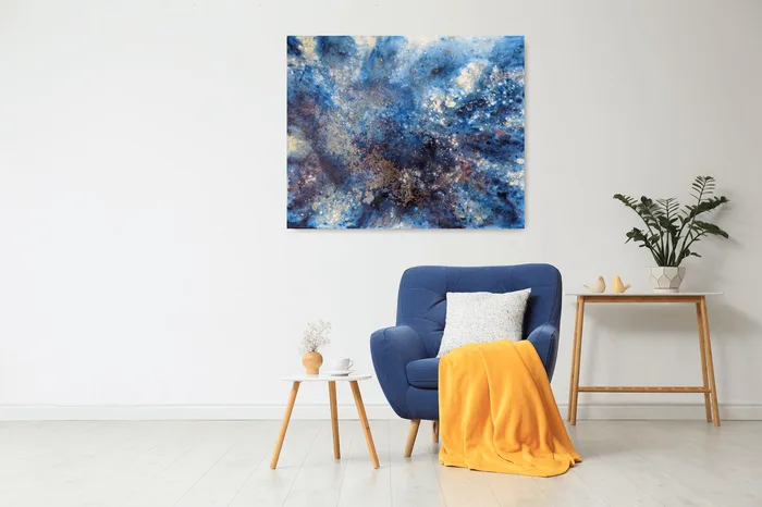 Somewhere in space - modern mixed media painting, 100x80cm