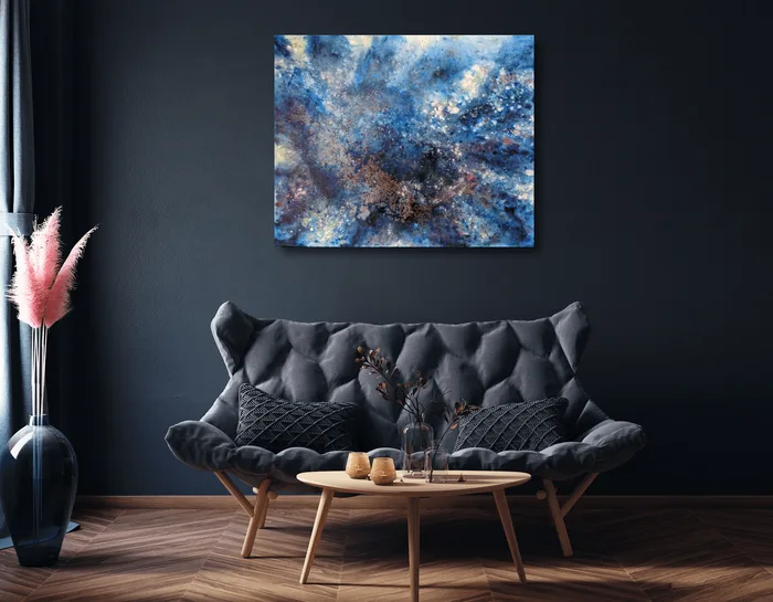 Somewhere in space - modern mixed media painting, 100x80cm