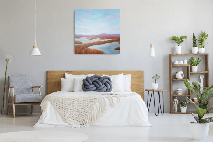 Space for intuition - abstract landscape marsh painting