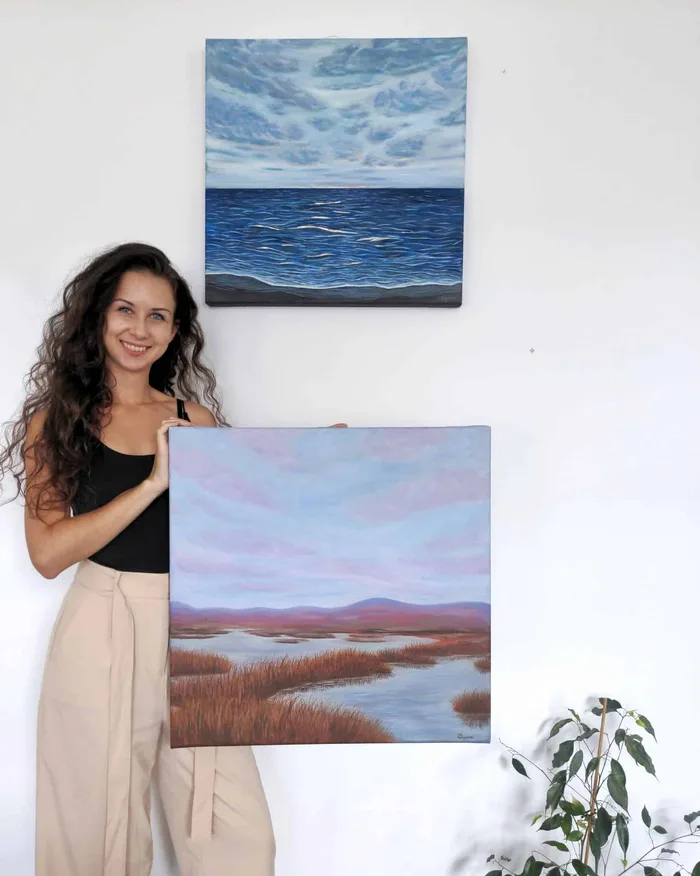 Space for intuition - abstract landscape marsh painting
