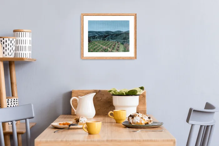 Spring in South Moravia – almond orchards artwork, 24x18cm