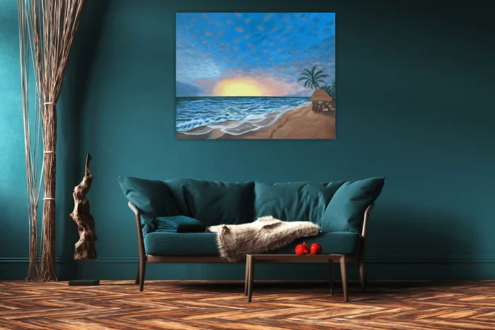 Summer house on the beach – 100x80cm, beach painting