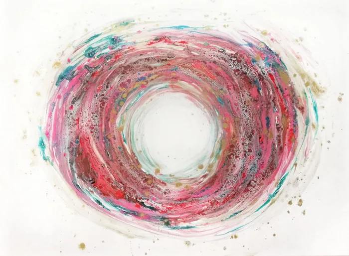 Summer swirl - abstract mixed media painting
