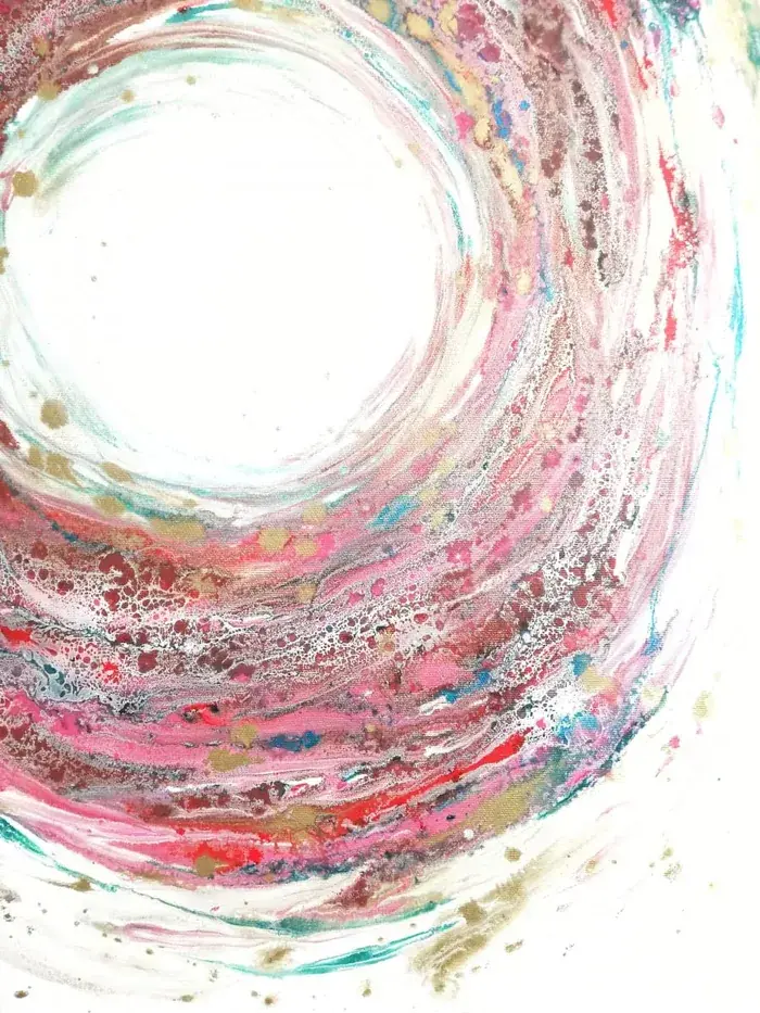 Ve víru léta - abstraktní malba na plátně, 60x80cm.