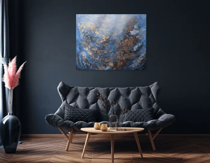Pod hladinou - ručně malovaný abstraktní obraz, 100x80 cm