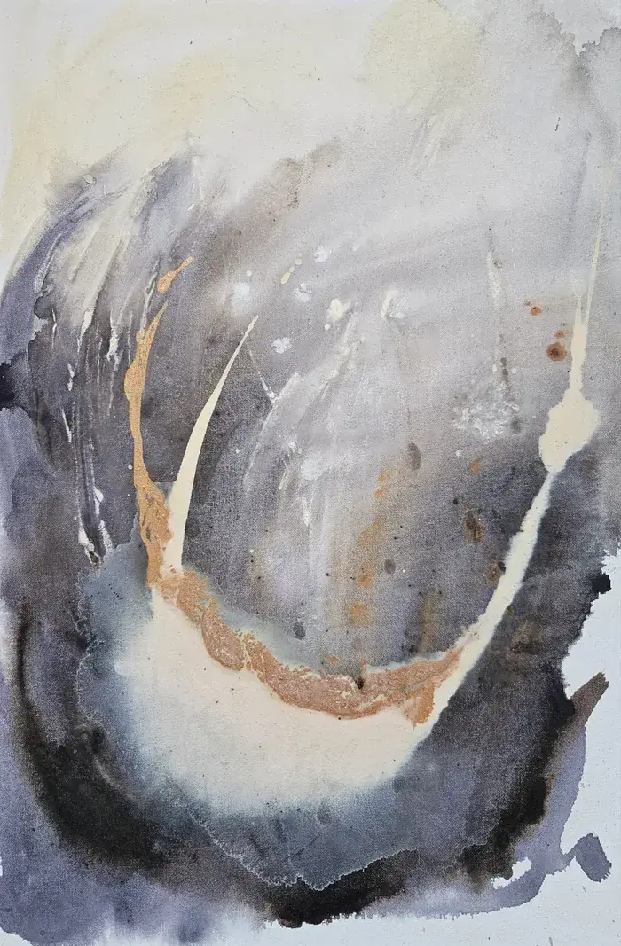 abstract gold grey painting