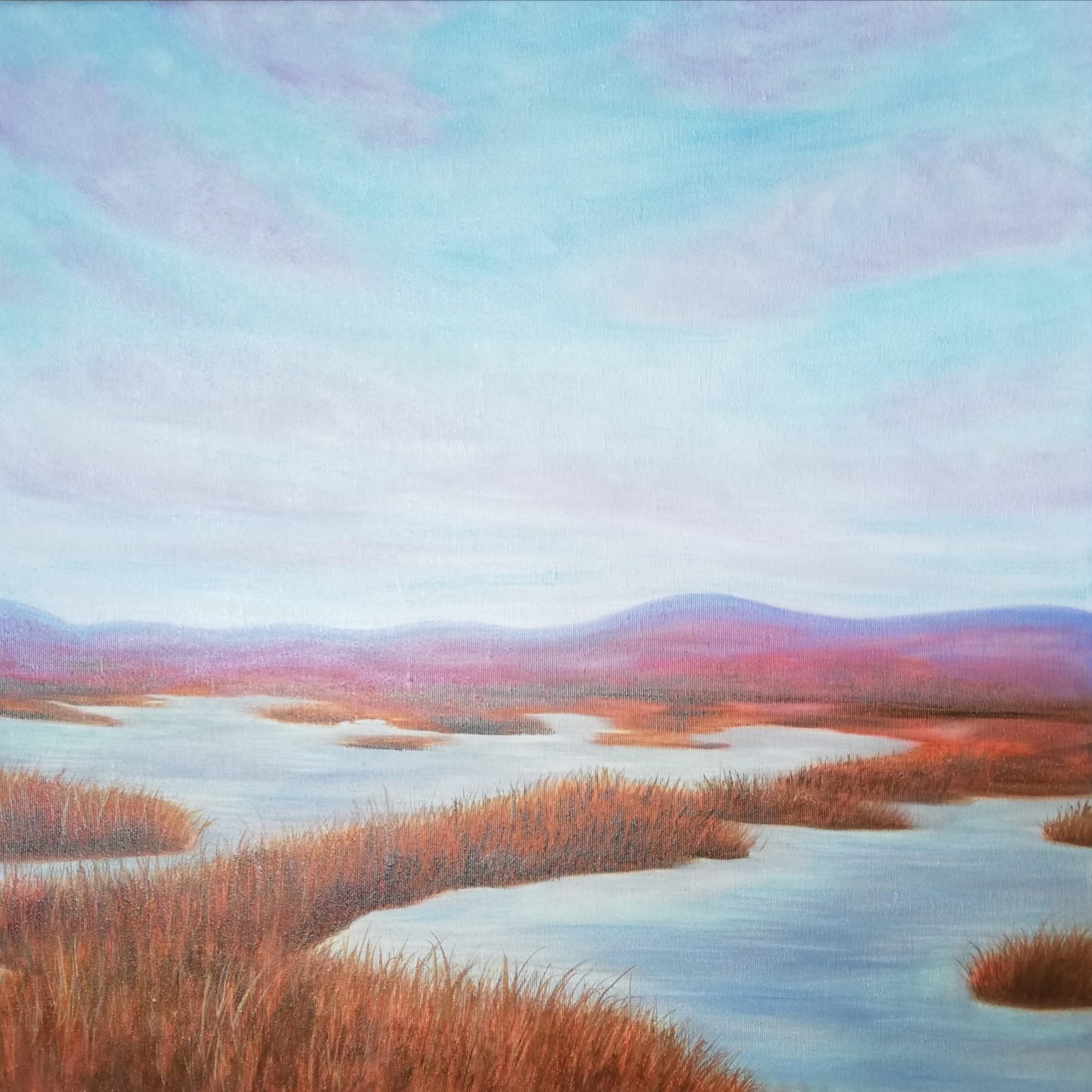 abstract marsh painting on canvas art for sale