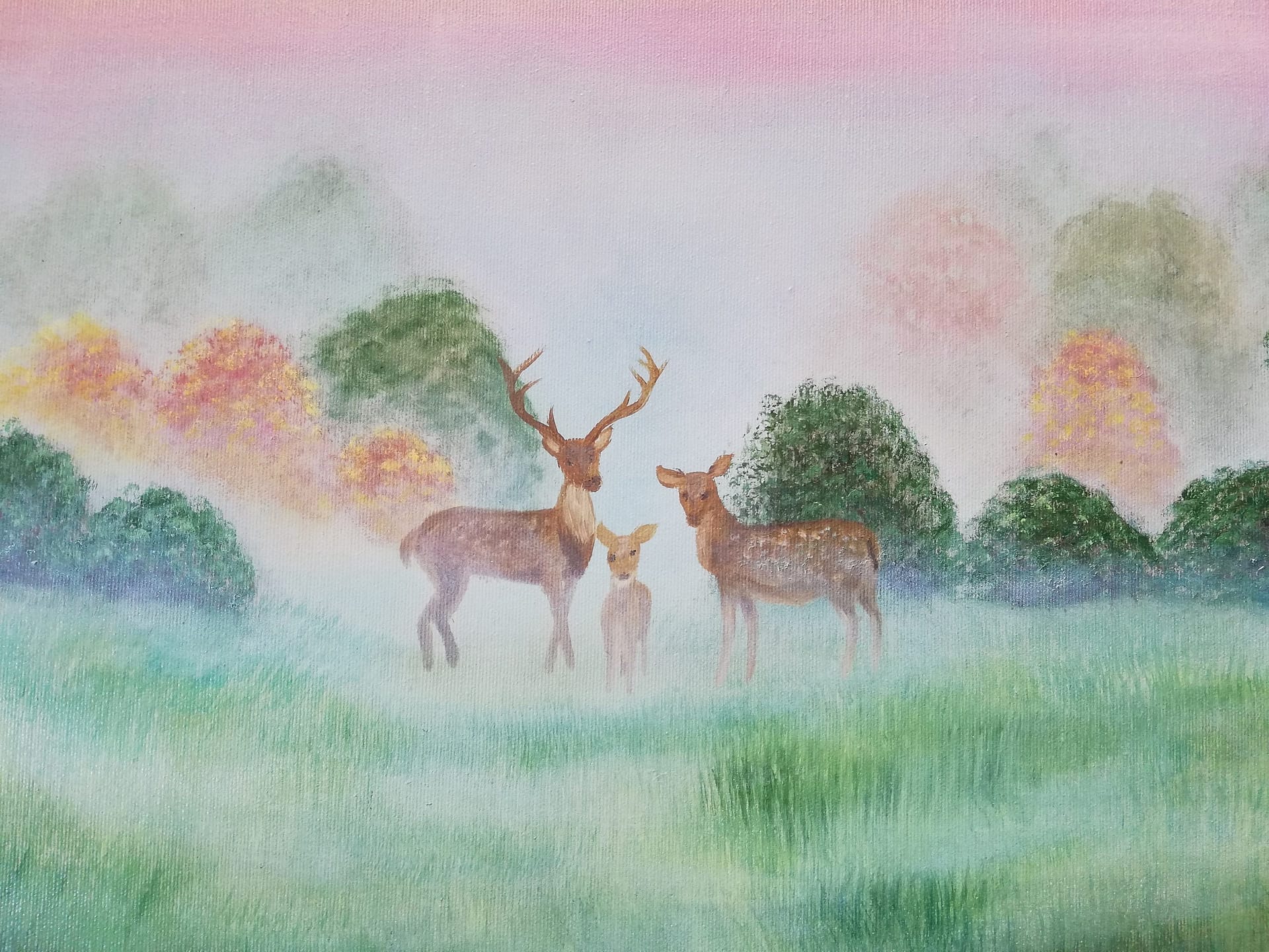 malba jelene srnka louka na plátně