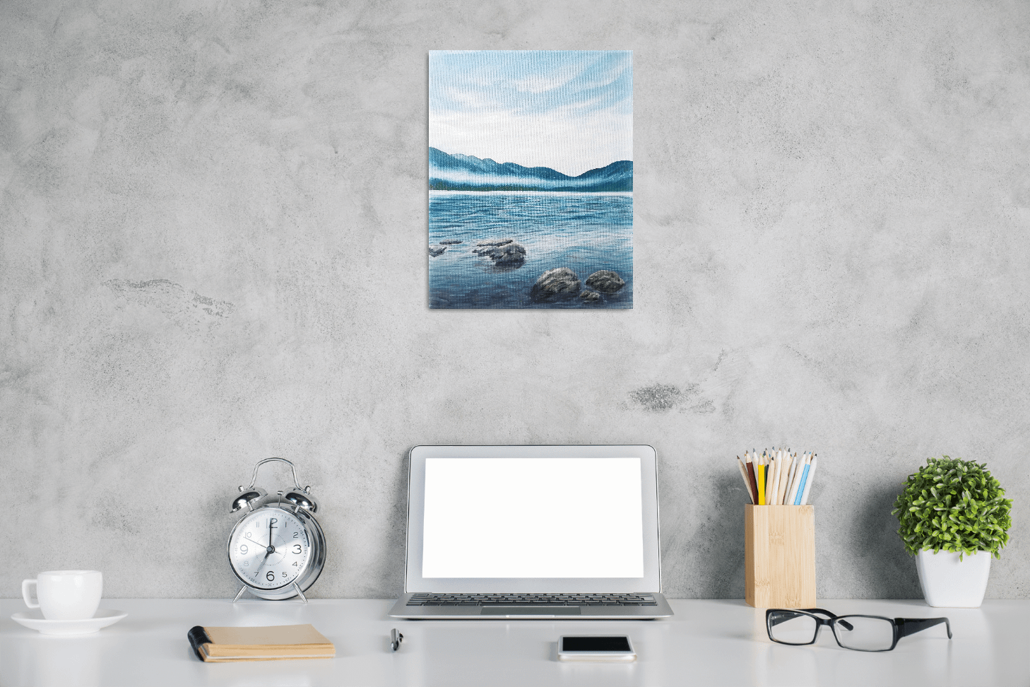 originální olejomalba jezero voda na zeď