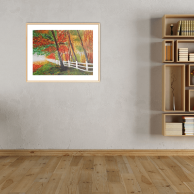 On the edge of autumn forest – fall landscape painting