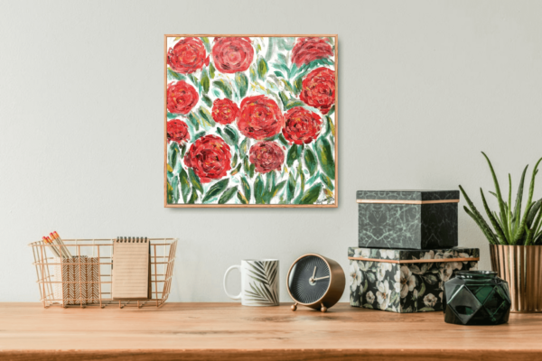 red roses floral oil painting