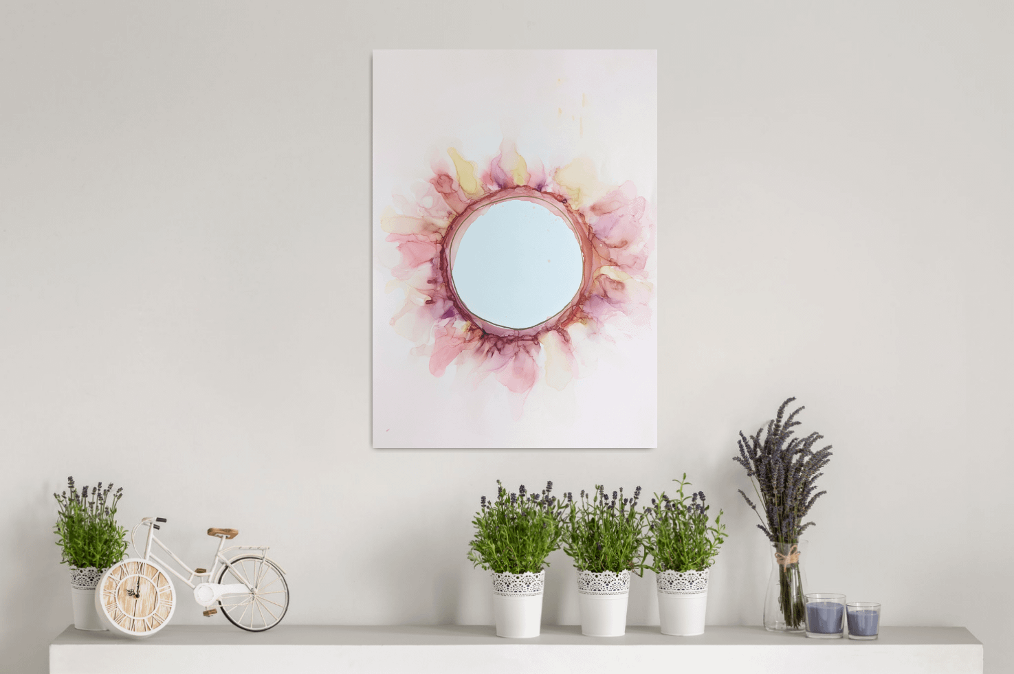 slunce abstraktní malba ručně malovaná