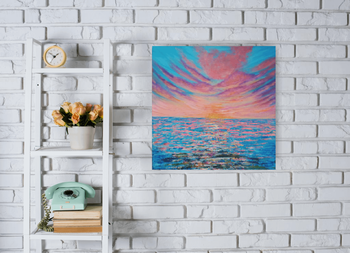 original abstract impasto seascape painting