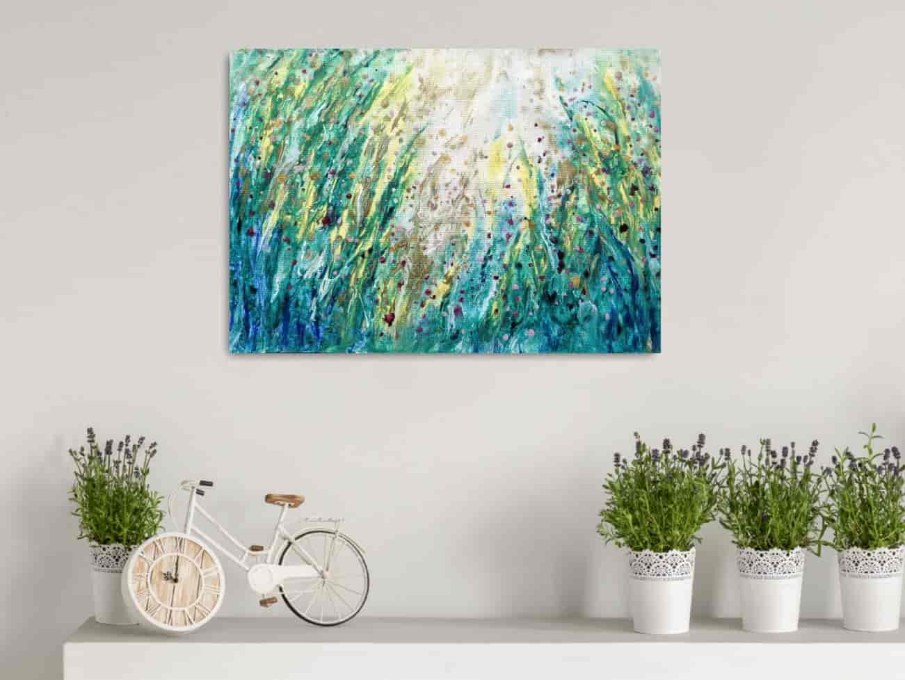 Spring meadow - abstract floral painting - Obrázek 3