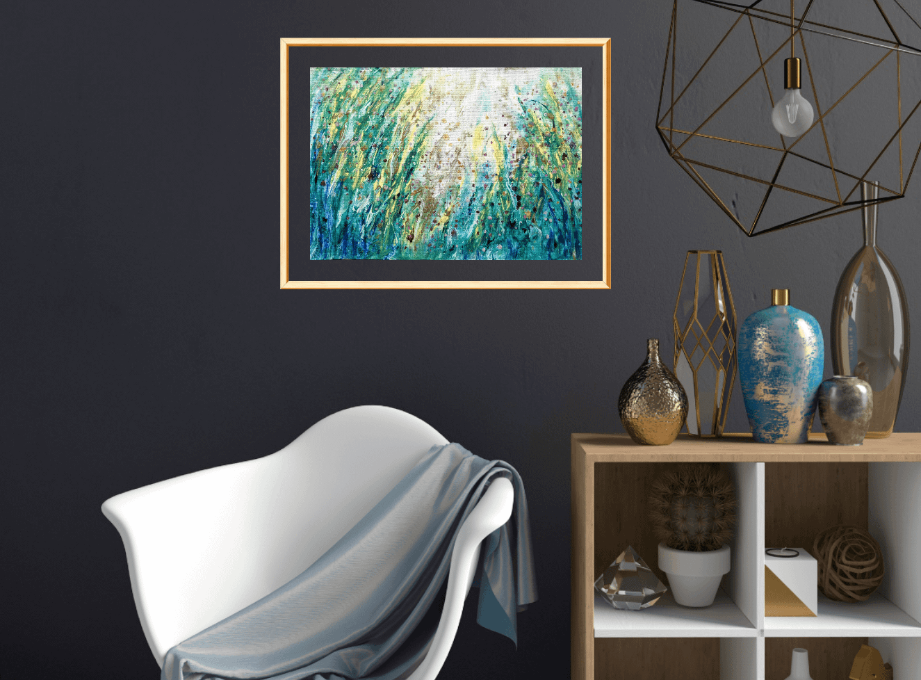 Spring meadow - abstract floral painting - Obrázek 5