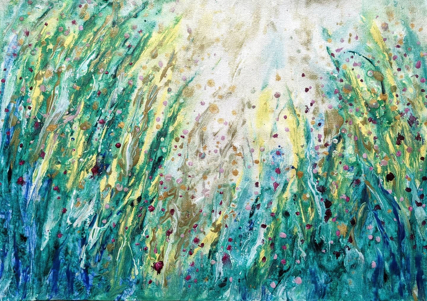 Spring meadow - abstract floral painting - Obrázek 2