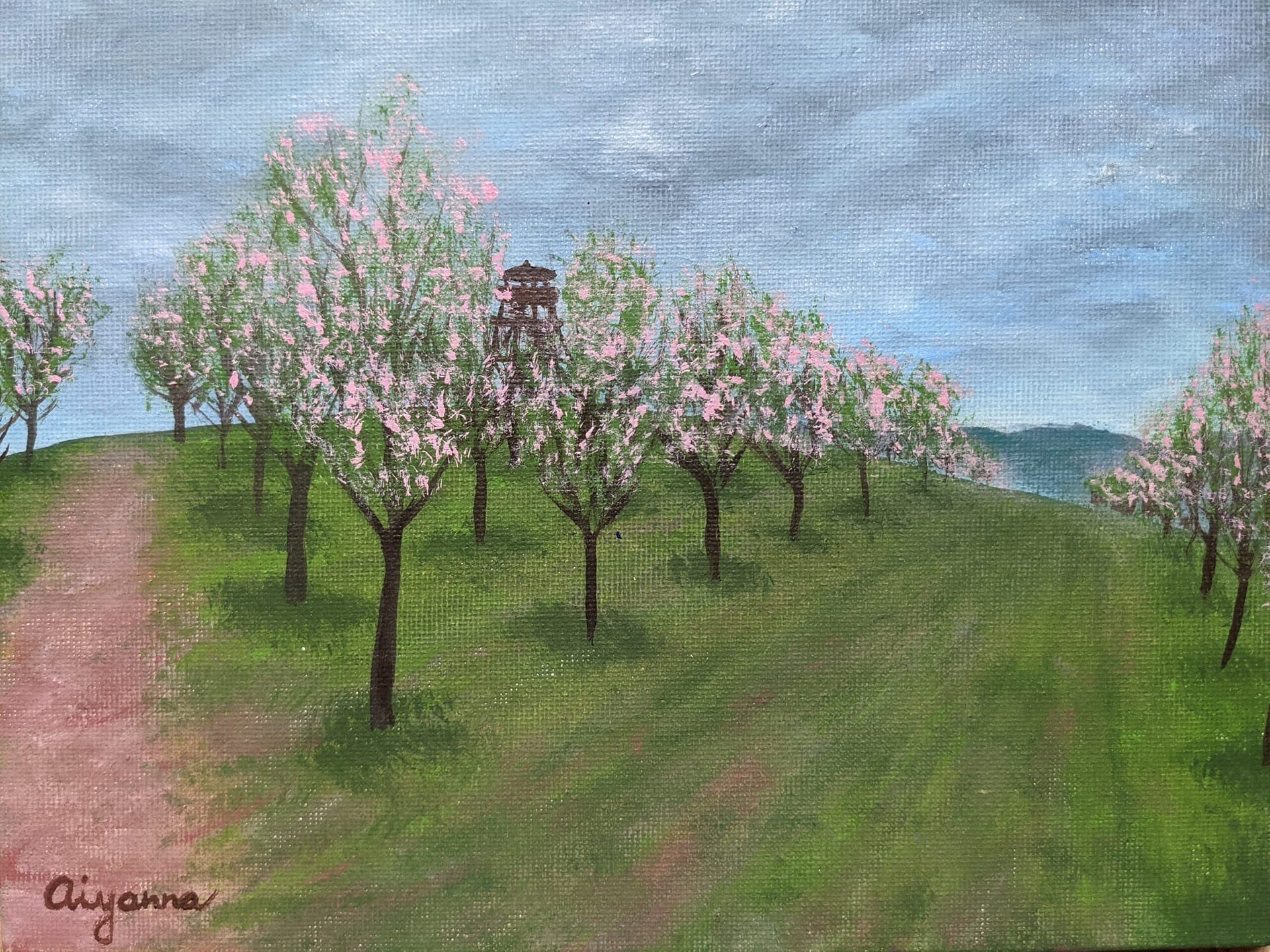 malba krajinky na plátně