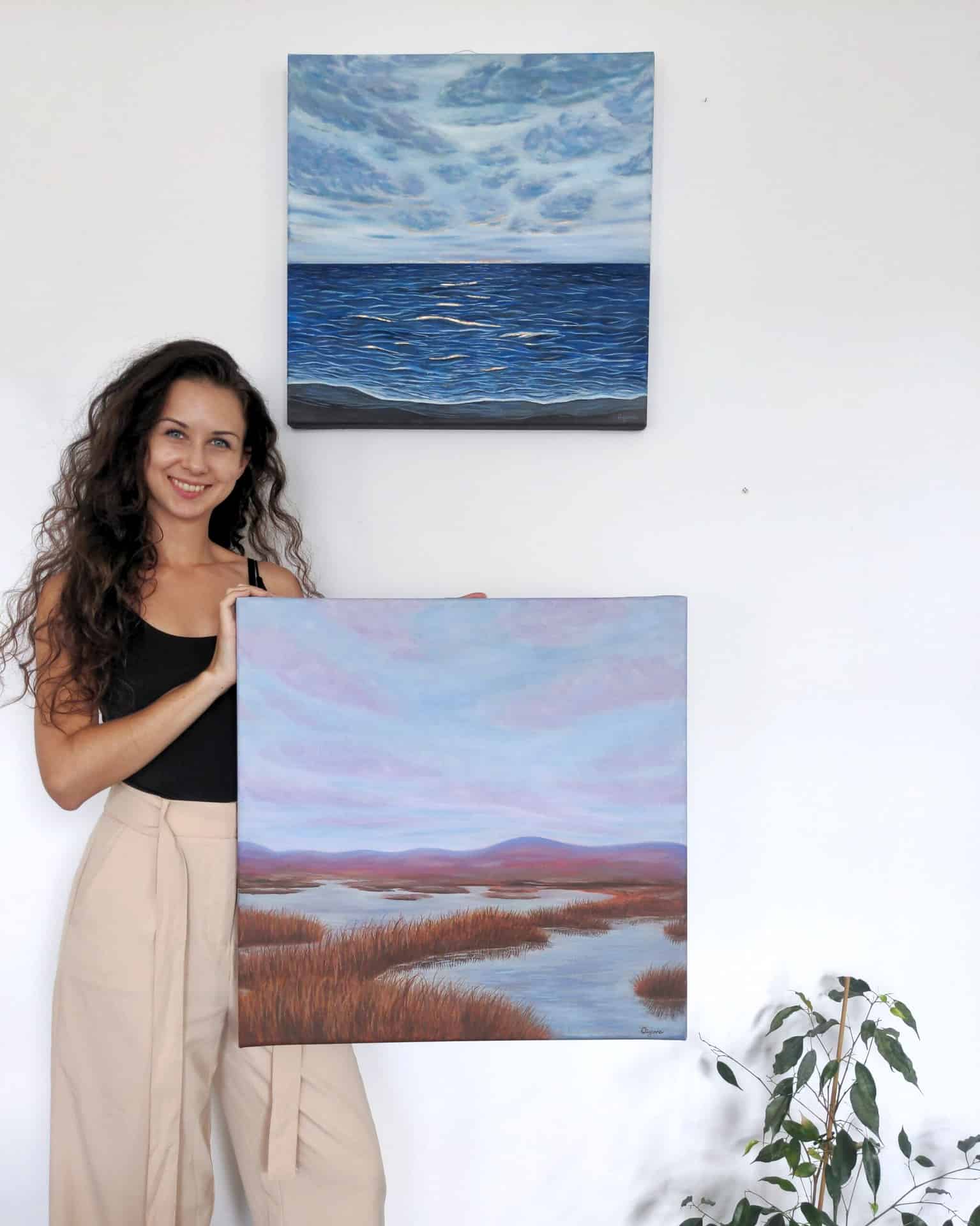 Space for intuition - abstract landscape marsh painting